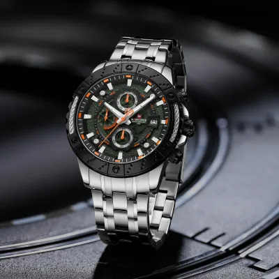 NAVIFORCE 9227 Men's Watches Sport Chronograph Quartz Calendar Man's Wristwatches Stainless Steel Waterproof Clock Male