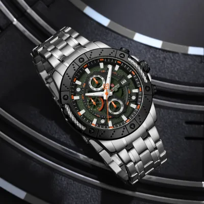 NAVIFORCE 9227 Men's Watches Sport Chronograph Quartz Calendar Man's Wristwatches Stainless Steel Waterproof Clock Male