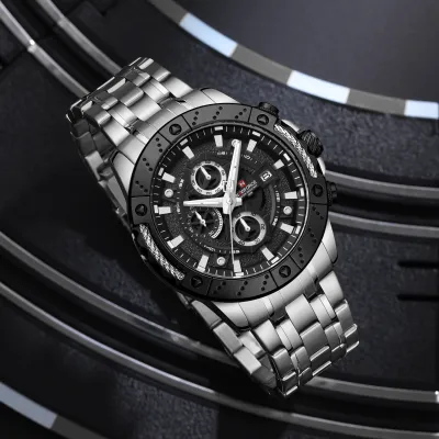 NAVIFORCE 9227 Men's Watches Sport Chronograph Quartz Calendar Man's Wristwatches Stainless Steel Waterproof Clock Male