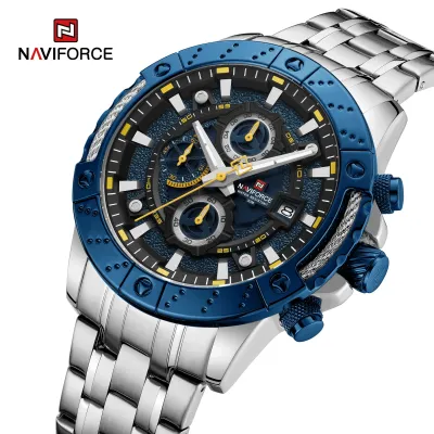 NAVIFORCE 9227 Men's Watches Sport Chronograph Quartz Calendar Man's Wristwatches Stainless Steel Waterproof Clock Male