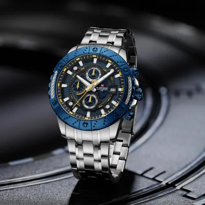 NAVIFORCE 9227 Men's Watches Sport Chronograph Quartz Calendar Man's Wristwatches Stainless Steel Waterproof Clock Male