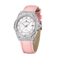 OLEVS 1003 Fashion Quartz Watch Gift Genuine Leather Watchband Round-dial Wristwatch Calendar