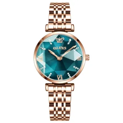 Olevs 6642 womens watches top luxury rhombus mirror quartz watch women stainless steel waterproof ladies wristwatches