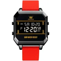 OLEVS 1103 Digital Sport Watch Gift Square-dial Silicone Watchband Wristwatch Calendar Luminous Alarm