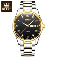 OLEVS 5563 Quartz Men Watch Luxury Brand 2023 New Diamond Mens Watches Weekly Calendar Display 3ATM Waterproof