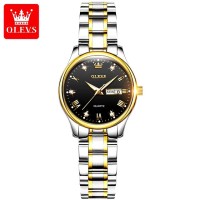 OLEVS 5563 Quartz Watch For Women Luxury Waterproof Luminous Stainless Steel Wristwatches Week Display Calendar Women's Watches