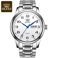 OLEVS 5567 Quartz Casual Watch Gift Alloy Watchband Round-dial Wristwatch Week Display Calendar Luminous