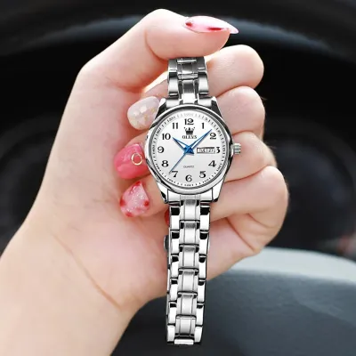OLEVS 5567 Quartz Casual Watch Gift Alloy Watchband Round-dial Wristwatch Week Display Calendar Luminous