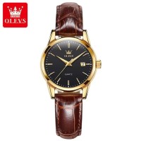 OLEVS 6898 PU Strap Waterproof Watch for Women Quartz Super-thin Fashion Women Wristwatches Luminous Calendar