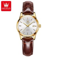 OLEVS 6898 PU Strap Waterproof Watch for Women Quartz Super-thin Fashion Women Wristwatches Luminous Calendar