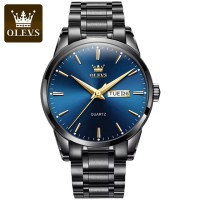 Olevs 6898 quartz watch men stainless steel waterproof wristwatch classic luminous date display watches