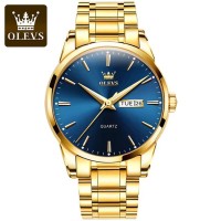 Olevs 6898 quartz watch men stainless steel waterproof wristwatch classic luminous date display watches