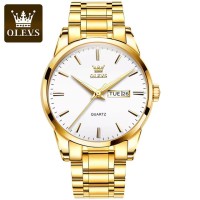 Olevs 6898 quartz watch men stainless steel waterproof wristwatch classic luminous date display watches