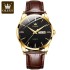 OLEVS 6898 Business Genuine Leather Strap Men Wristwatch Waterproof Quartz Dual Calendar Great Quality Watches for Men Calendar