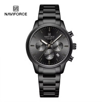 NAVIFORCE NF8076 Stainless Steel Fashion Casual Business Chronograph Luminous Date Display Quartz Watch For Men - Black