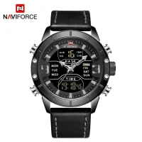 NAVIFORCE NF9153 Watches for Men Dual Display Digital Alarm Clock Fashion Leather Sport Waterproof Wristwatch