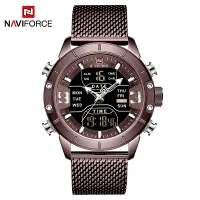 NAVIFORCE NF9153 Watches for Men Dual Display Digital Alarm Clock Fashion Stainless Steel Sport Waterproof Wristwatch