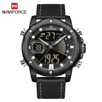 NAVIFORCE NF9172 Men Watch Digital Sport Top Brand Luxury Man WristWatch Military Genuine Leather LED Quartz Fashion Male Clock