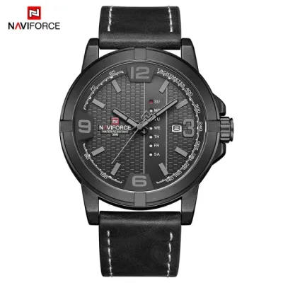 NAVIFORCE NF9177 Casual Men Leather Strap Watches Military Sport Waterproof Male Wristwatch Quartz Calendar Man Clock
