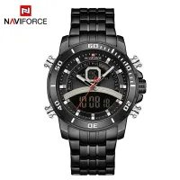 NAVIFORCE NF9181 Watches Men Stainless Steel Sports Male Clock Digital Quartz Military Man LED Wristwatch