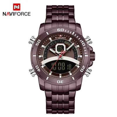 NAVIFORCE NF9181 Watches Men Stainless Steel Sports Male Clock Digital Quartz Military Man LED Wristwatch