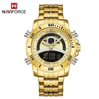 NAVIFORCE NF9181 Watches Men Stainless Steel Sports Male Clock Digital Quartz Military Man LED Wristwatch