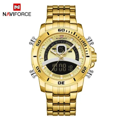 NAVIFORCE NF9181 Watches Men Stainless Steel Sports Male Clock Digital Quartz Military Man LED Wristwatch