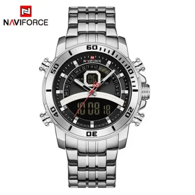 NAVIFORCE NF9181 Watches Men Stainless Steel Sports Male Clock Digital Quartz Military Man LED Wristwatch