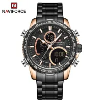 NAVIFORCE NF9182 Business Men Watch Dual Display Sport Timepiece Chronograph Date Quartz Waterproof Male Watch