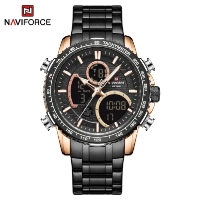 NAVIFORCE NF9182 Business Men Watch Dual Display Sport Timepiece Chronograph Date Quartz Waterproof Male Watch