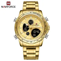NAVIFORCE NF9182 Business Men Watch Dual Display Sport Timepiece Chronograph Date Quartz Waterproof Male Watch