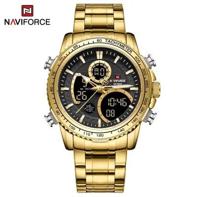 NAVIFORCE NF9182 Business Men Watch Dual Display Sport Timepiece Chronograph Date Quartz Waterproof Male Watch
