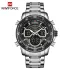 NAVIFORCE NF9189 Men Stainless Steel Dual Display Watches Fashion Chronograph Sport Waterproof Wristwatch - Silver Black
