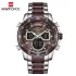 NAVIFORCE NF9189 Men Stainless Steel Dual Display Watches Fashion Chronograph Sport Waterproof Wristwatch - Silver Coffee