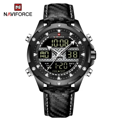 NAVIFORCE NF9194 Luxury Men Watch Quartz Digital Male Clock Military Sport Genuine Leather Waterproof Man Wristwatch