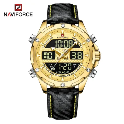 NAVIFORCE NF9194 Luxury Men Watch Quartz Digital Male Clock Military Sport Genuine Leather Waterproof Man Wristwatch