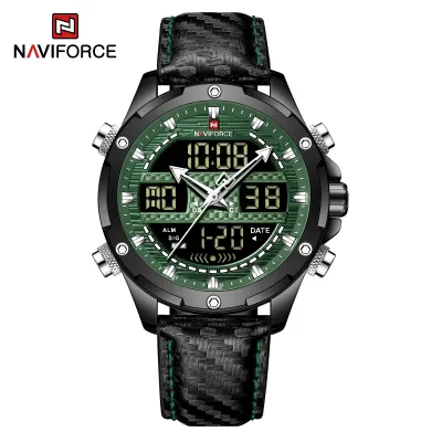 NAVIFORCE NF9194 Luxury Men Watch Quartz Digital Male Clock Military Sport Genuine Leather Waterproof Man Wristwatch