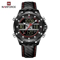NAVIFORCE NF9194 Luxury Men Watch Quartz Digital Male Clock Military Sport Genuine Leather Waterproof Man Wristwatch