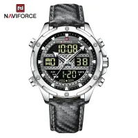 NAVIFORCE NF9194 Luxury Men Watch Quartz Digital Male Clock Military Sport Genuine Leather Waterproof Man Wristwatch