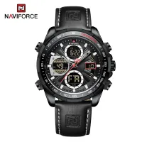 NAVIFORCE NF9197 Watches Men Military Sport Green Leather Waterproof Day Date Display Big Clock Male