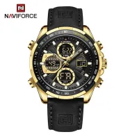 NAVIFORCE NF9197 Watches Men Military Sport Green Leather Waterproof Day Date Display Big Clock Male