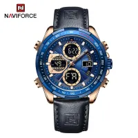 NAVIFORCE NF9197 Watches Men Military Sport Green Leather Waterproof Day Date Display Big Clock Male