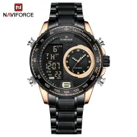 NAVIFORCE NF9199 Top Brand Luxury Men Watch Quartz Digital Male Clock Military Sport Silver Black Stainless Steel Man Wristwatch