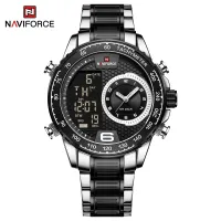 NAVIFORCE NF9199 Top Brand Luxury Men Watch Quartz Digital Male Clock Military Sport Silver Black Stainless Steel Man Wristwatch