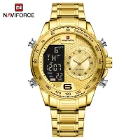 NAVIFORCE NF9199 Top Brand Luxury Men Watch Quartz Digital Male Clock Military Sport Silver Black Stainless Steel Man Wristwatch