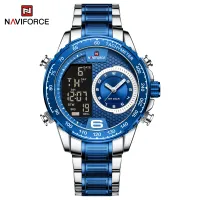 NAVIFORCE NF9199 Top Brand Luxury Men Watch Quartz Digital Male Clock Military Sport Silver Black Stainless Steel Man Wristwatch