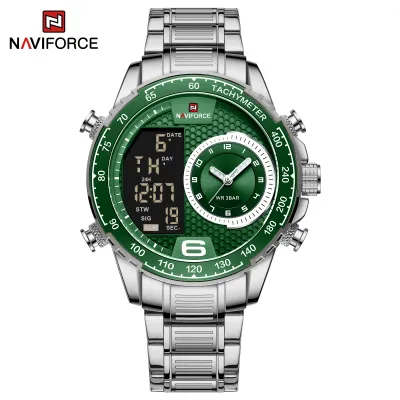 NAVIFORCE NF9199 Top Brand Luxury Men Watch Quartz Digital Male Clock Military Sport Silver Black Stainless Steel Man Wristwatch