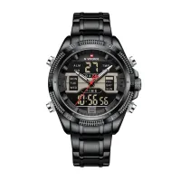 NAVIFORCE NF9201 Men's Watch Alloy Dial Analog LCD Digital Display Sport Waterproof Quartz Wristwatch Date Chronograph Luminous Clock