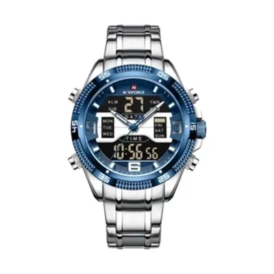 NAVIFORCE NF9201 Men's Watch Alloy Dial Analog LCD Digital Display Sport Waterproof Quartz Wristwatch Date Chronograph Luminous Clock