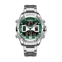 NAVIFORCE NF9201 Men's Watch Alloy Dial Analog LCD Digital Display Sport Waterproof Quartz Wristwatch Date Chronograph Luminous Clock